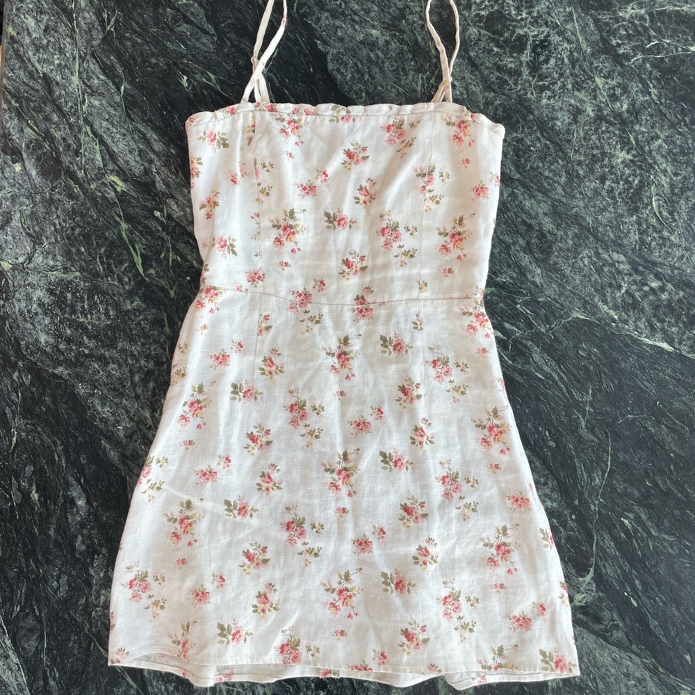 Reformation Cream and Pink Floral Dress